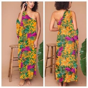 New! Ochie Saina floral swim coverup paradise tropical floral nwot 13613